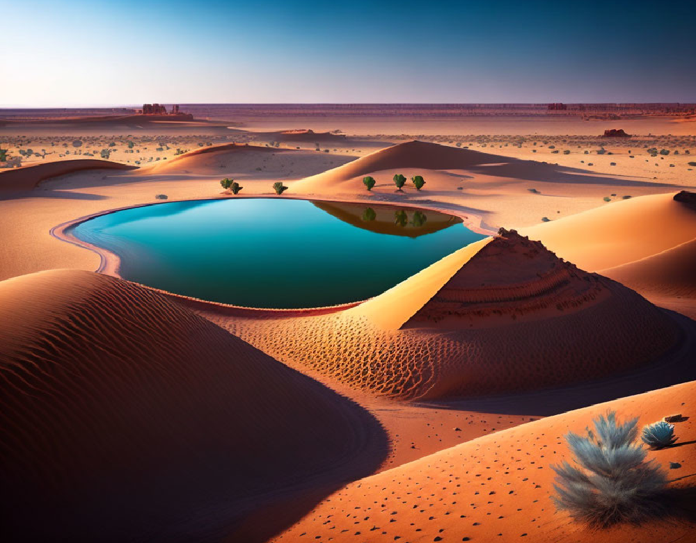 Desert oasis symbolizing Gate 2 in Human Design – The Receptive, representing inner guidance and self-direction through stillness